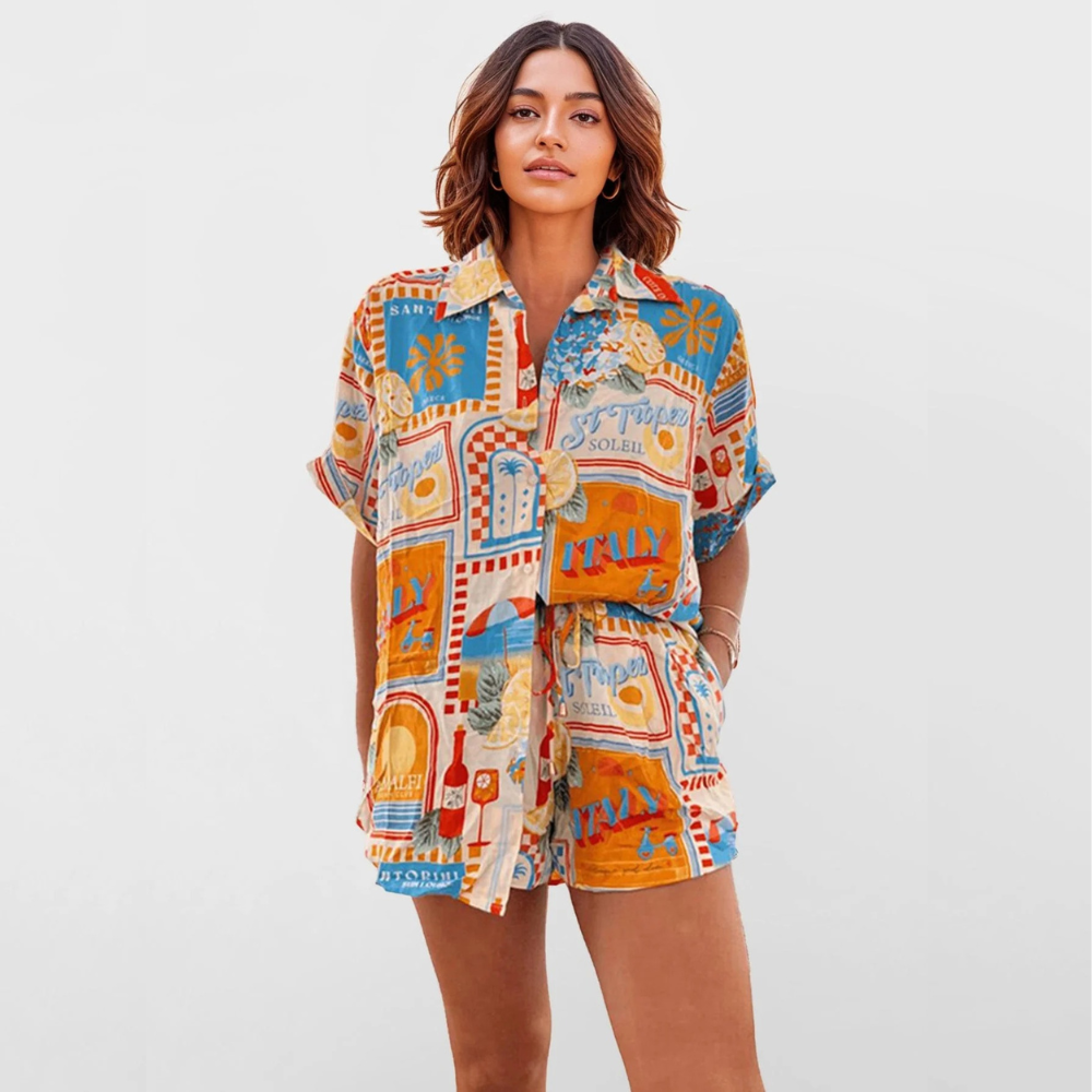 Conjunto camisa oversize y short Coral - Cocobersh