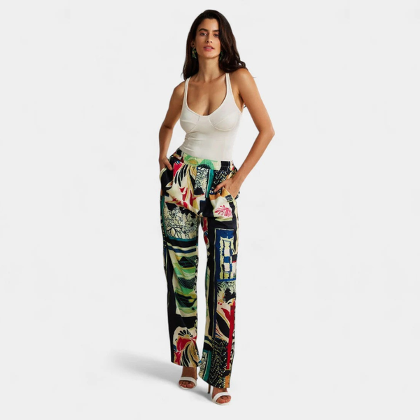 Pantalón recto floral Coral - Cocobersh